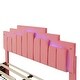 preview thumbnail 38 of 39, Queen Velvet Platform Bed with RGB Lights & 4 Drawers - Modern Design