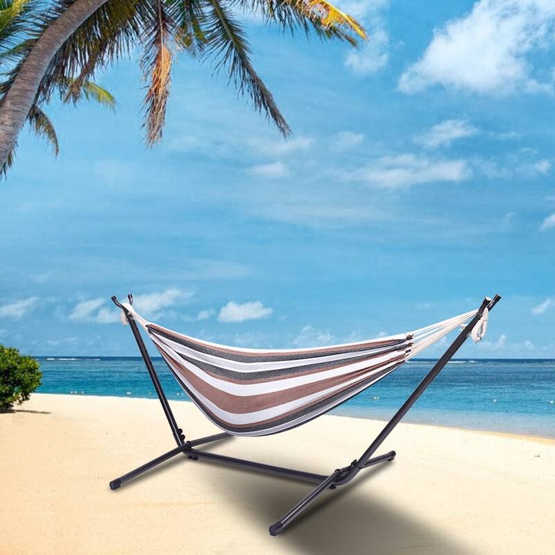 Portable Outdoor Polyester Hammock Set Black Background & Silver Flower & Colorful - 78.74 x 55.12