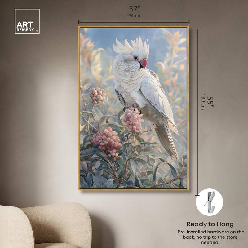 Cockatoo and Blossoms Canvas by Art Remedy