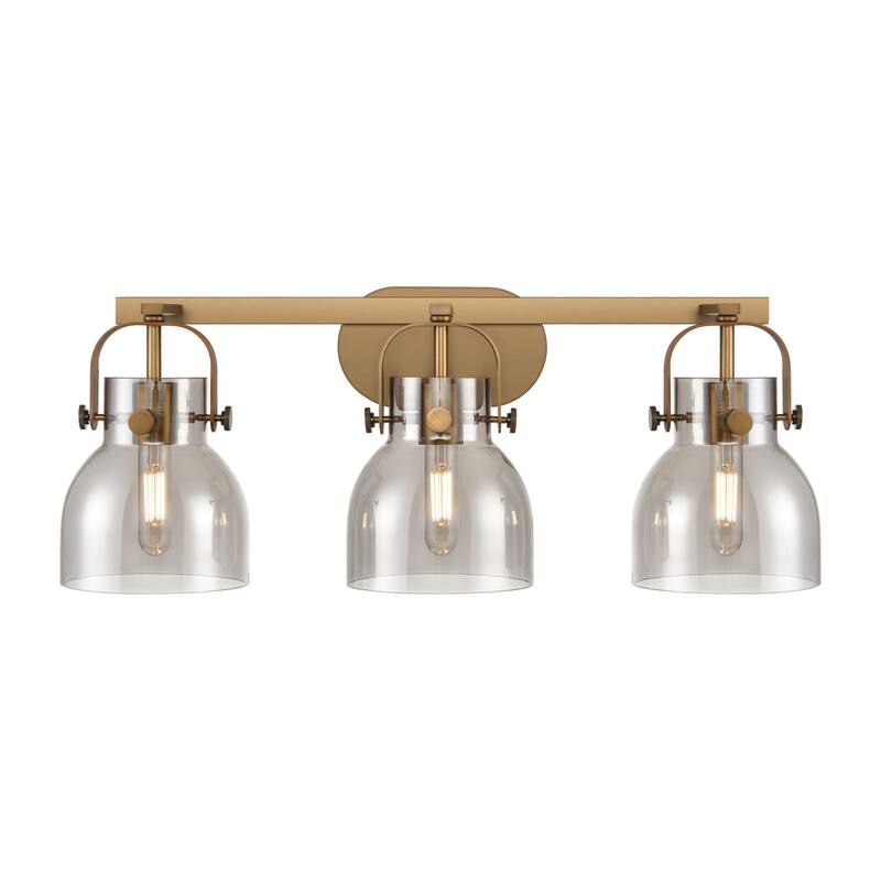 Innovations Lighting 423-3W-10-27 Pilaster II Bell Vanity Pilaster II - Brushed Brass / Plated Smoke