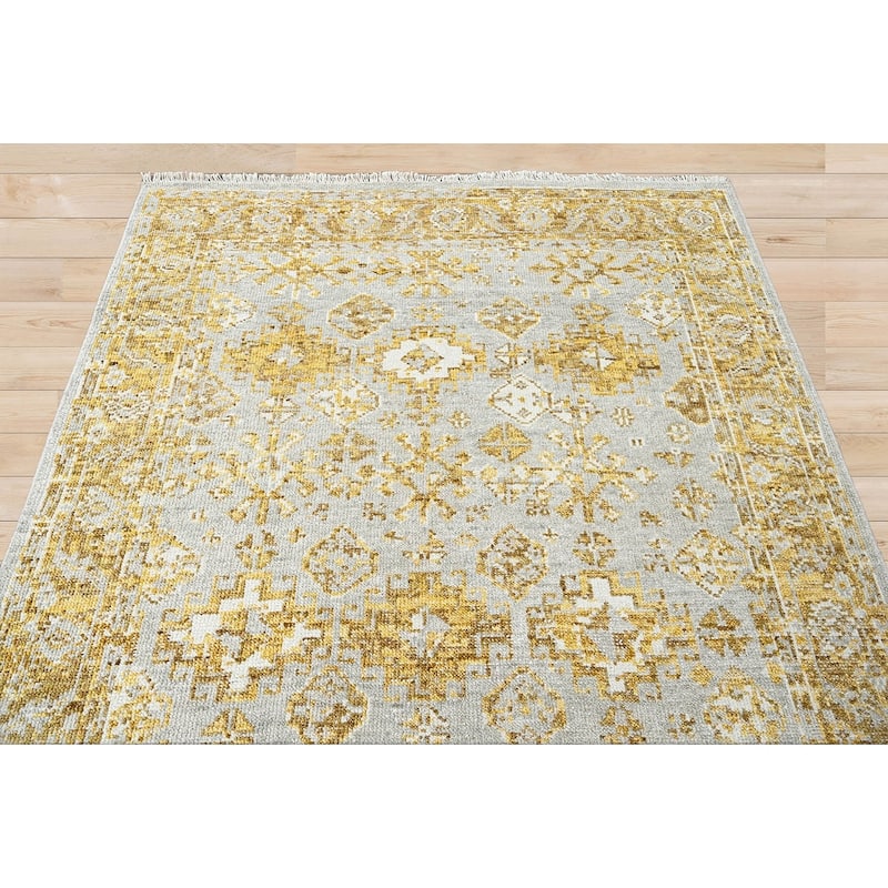 Hand Knotted Turkish Oushak Gray Wool Transitional Oriental Area Rug
