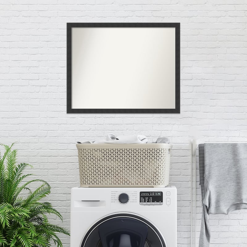 Non-Beveled Wood Bathroom Wall Mirror - Mezzanotte Frame - Mezzanotte Black