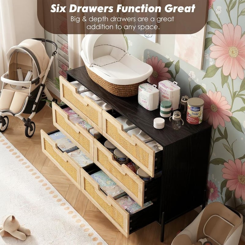 6 Rattan Openwork Grip Chest, with Storage