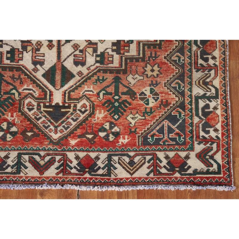Geometric Bakhtiari Persian Vintage Rug Handmade Tribal Wool Carpet - 4'11"x 10'1"