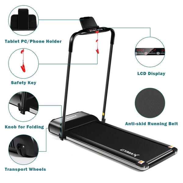 gymax folding treadmill 1100w electric motorized running jogging walking machine