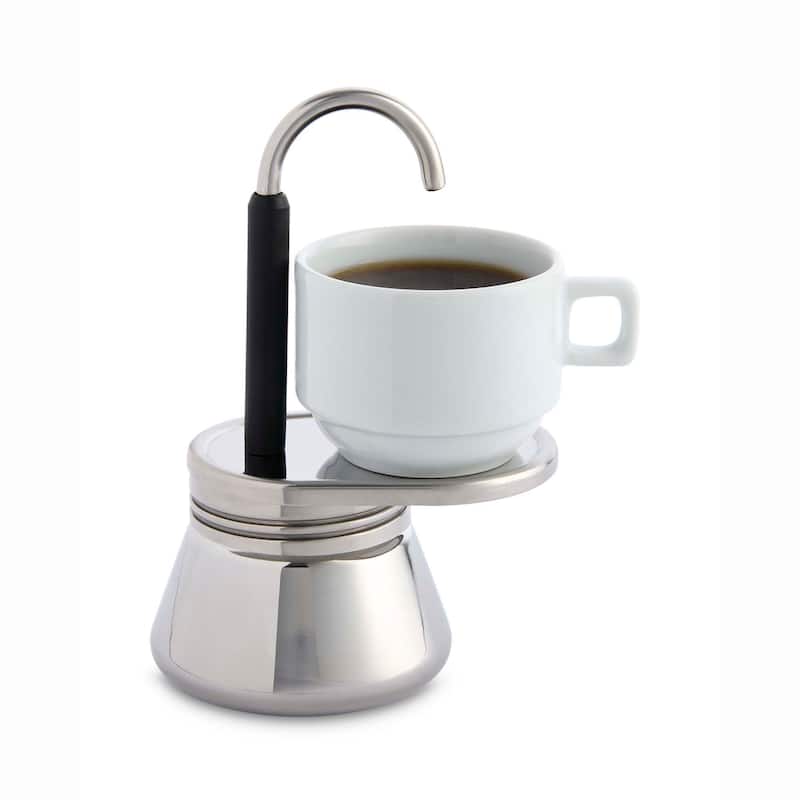 Fino Single-Serving Stovetop Espresso Coffee Maker, Stainless Steel, Brews 1.7-Ounces