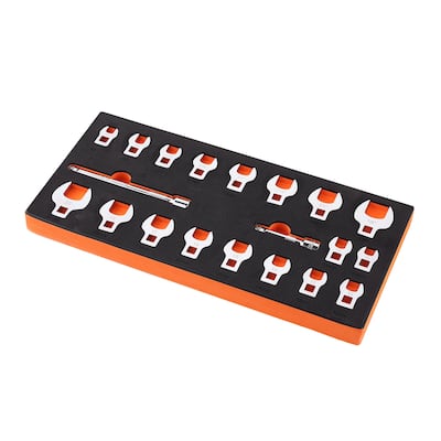 Crowfoot Wrench Set with Mirror Chrome Finish - 3/8" Drive 20-Piece Crows