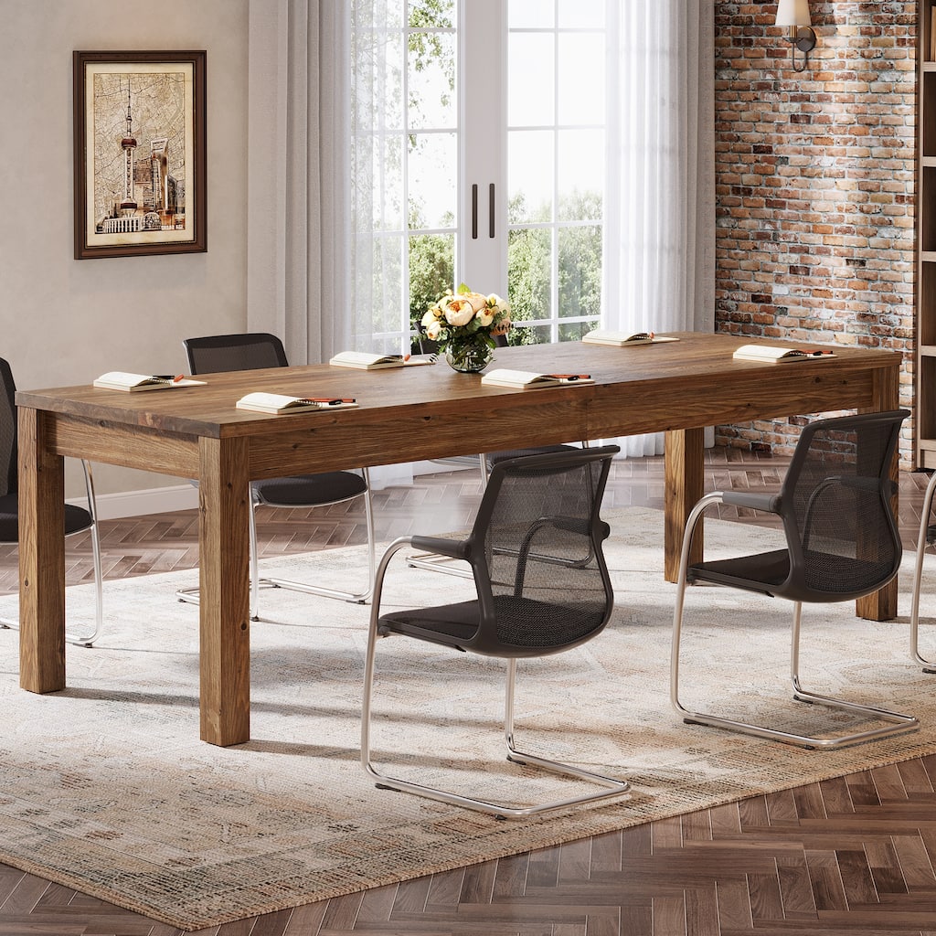 78.7" Rectangular Solid Wood Conference Table Meeting Table for Office