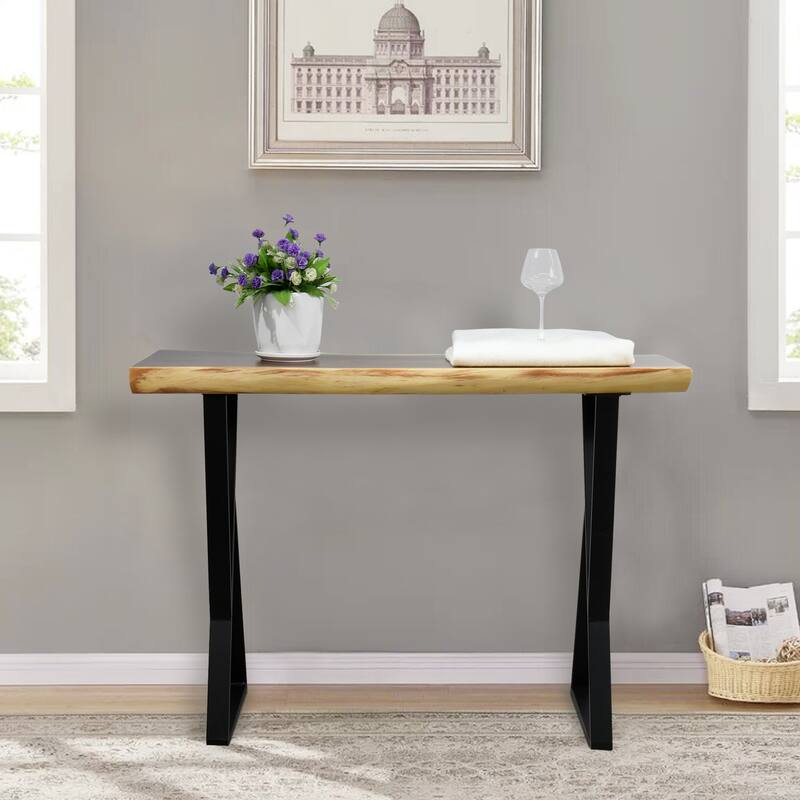 Natural Wood Rectangle Coffee Console Table