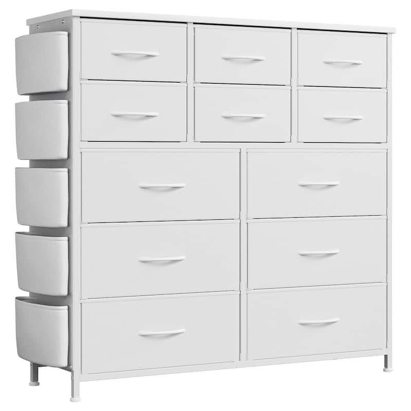 5 Drawer Fabric Dresser with Wooden Top,Large Storage Space