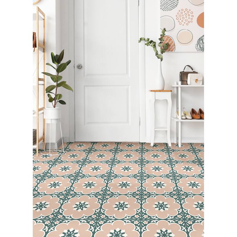 FloorPops Daphne Pink Peel & Stick Floor Tiles
