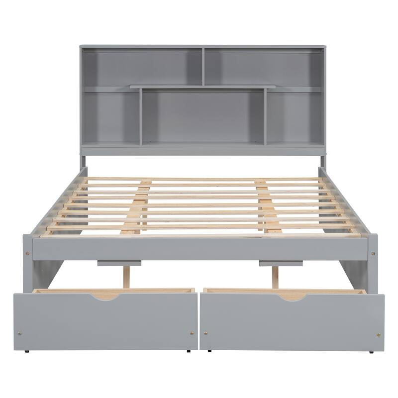 Harper&Bright Designs Platform Bed with Storage Headboard and 2 Drawers