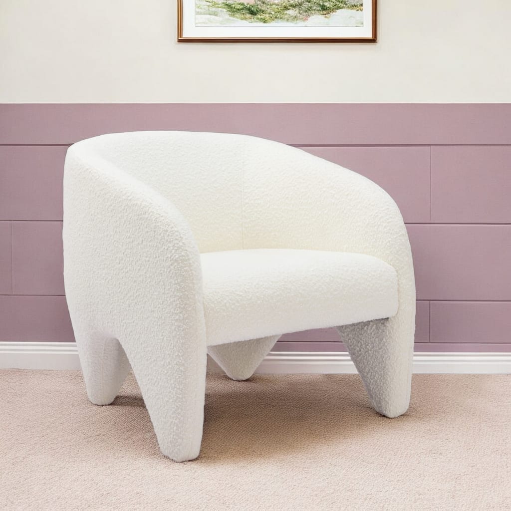 HomeRoots 30" White Sherpa Arm Chair - 29.9' X '28.7' X '30.7