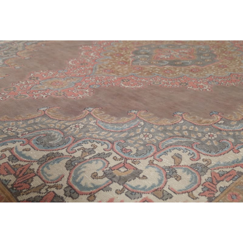 Brown Tabriz Persian Vintage Area Rug Handmade Oriental Wool Carpet - 7'8"x 11'1"
