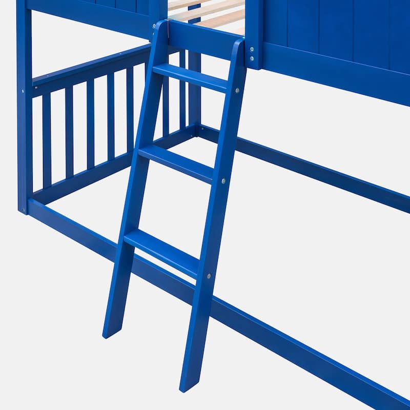 Twin Over Twin House Bunk Bed With Ladder