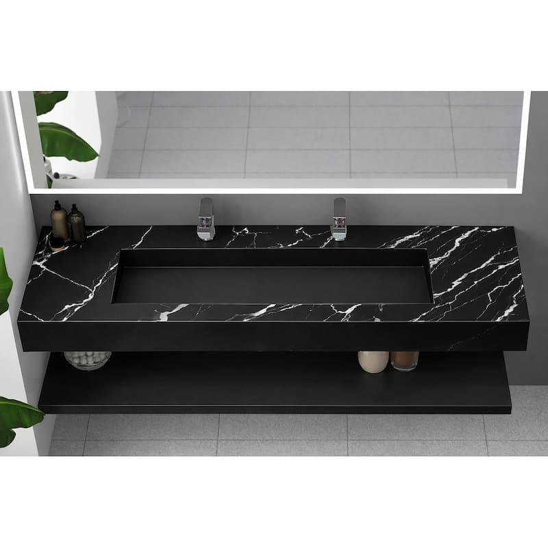 Pyramid Solid Surface Wall-Mounted Bathroom Sink