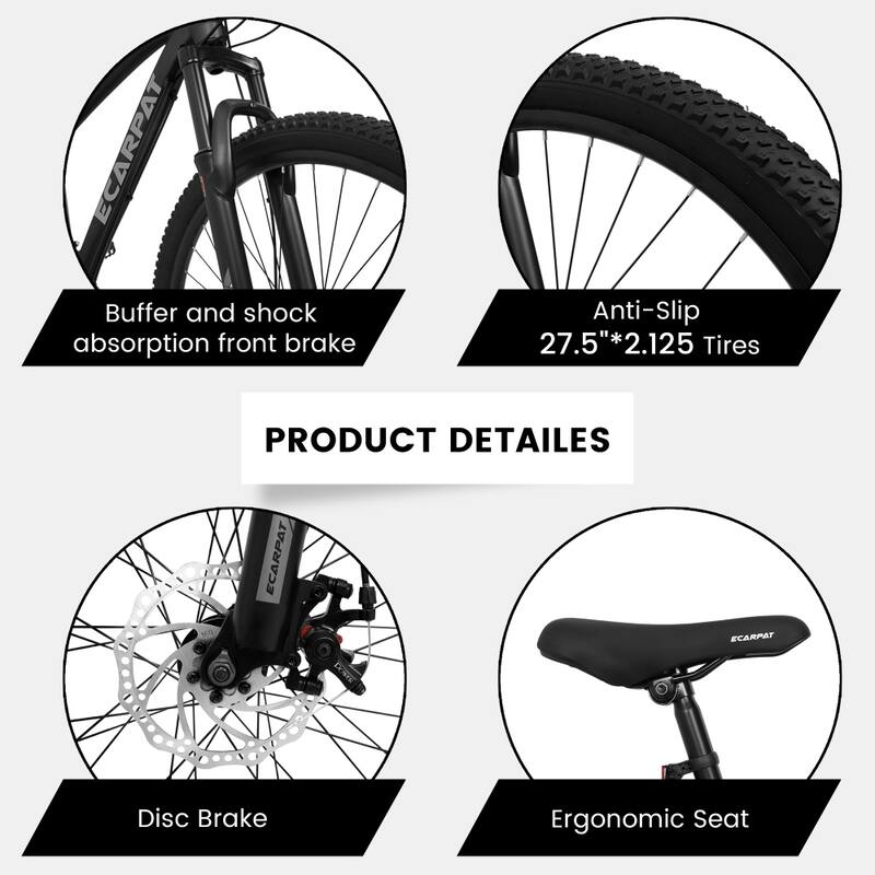 27in Mountain Bike 21 Speeds with Suspension Fork and Aluminum Frame Disc-Brake for Adlut