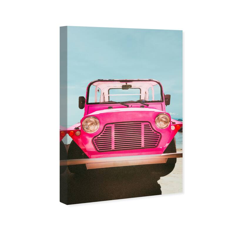 Wynwood Studio Canvas Transportation The Adventure Car Pink and Neon Pink Modern & Contemporary Wall Art Canvas Print