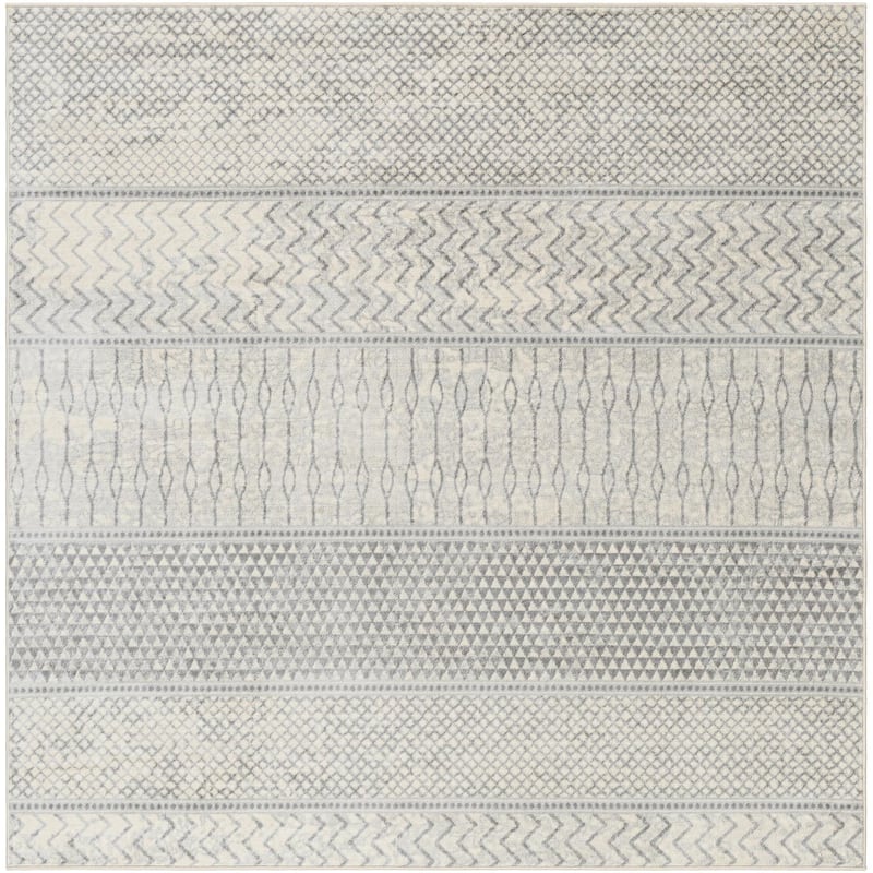 Livabliss Monaco Moroccan Tribal Area Rug - Silver/Grey - 6'7" x 6'7" Square