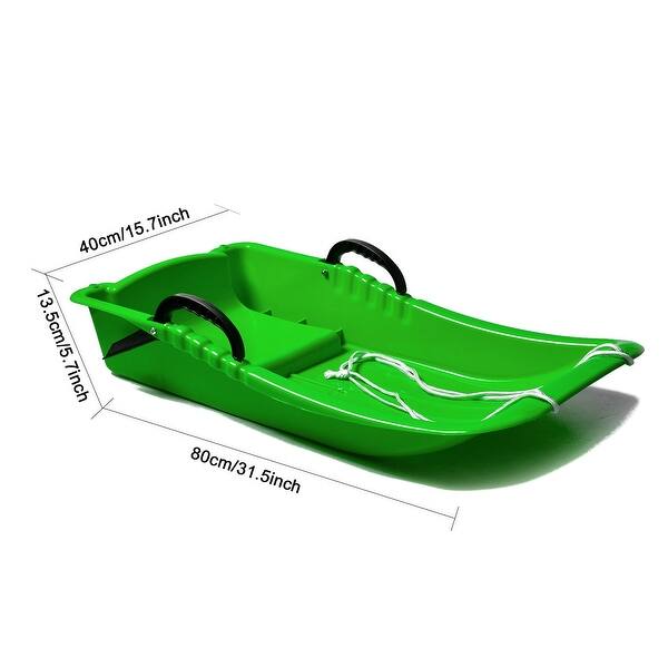 Winter Durable Plastic Snow Sled In Boat Shape Snow Sledge for Child & Adult Outdoor Pulling Snow Board 31.5*15.7*5.3" Green