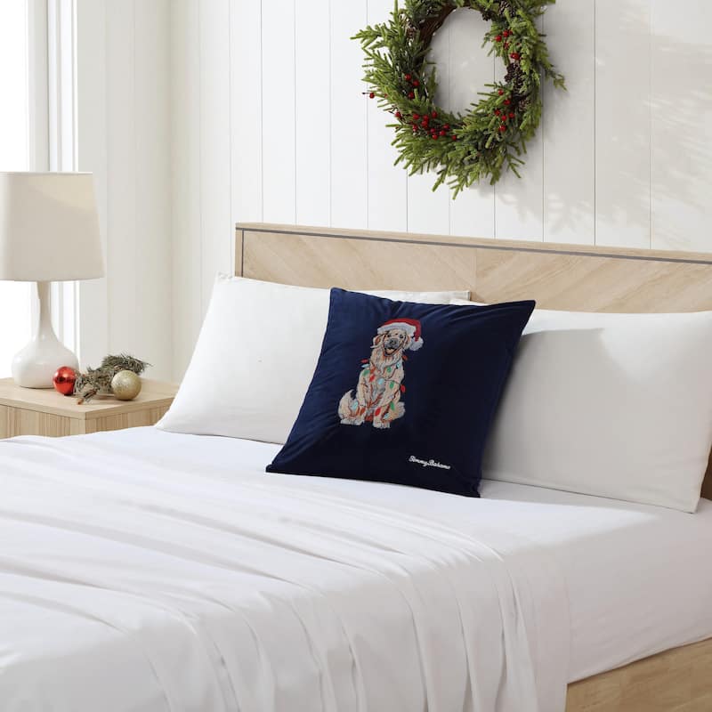 Tommy Bahama Holiday Retriever Navy Throw Pillow