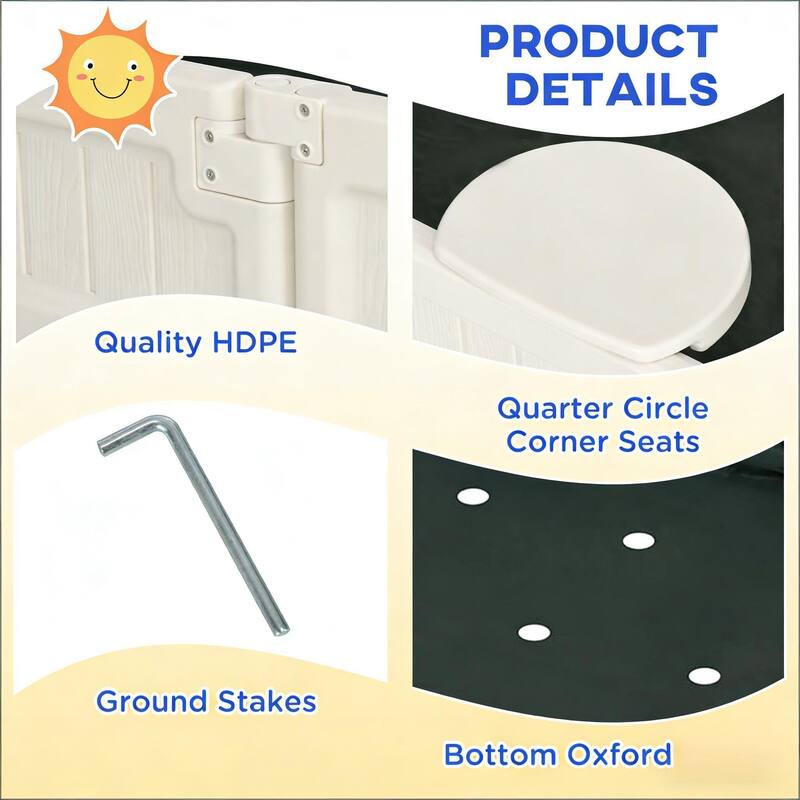 GDFStudio Outdoor Lior HDPE Kids Sandbox with Seats and Protective Cover