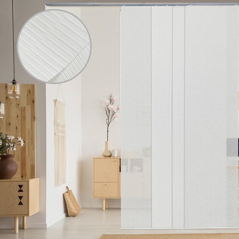 GoDear Design Light Filtering Natural Woven Adjustable Sliding Panel Track, Vertical Blinds, Minimalist, 45.8"- 86" W x 96" L - Snowdrop