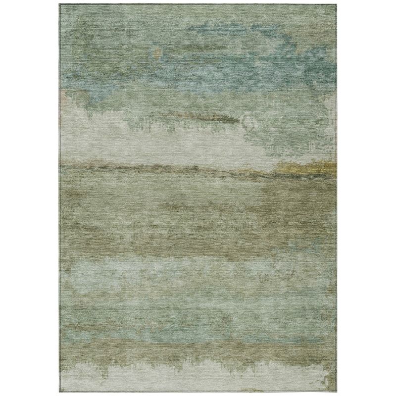 Machine Washable Indoor/Outdoor Watercolor Ombre Chantille Rug