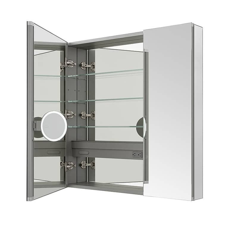 AQUADOM Royale Medicine Cabinet With Electrical Outlets, Magnifying Mirror and Magnetic Organization - 36"x36"x5"