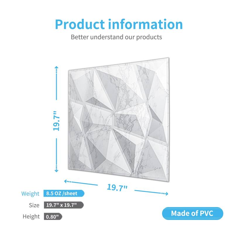 Art3d 3D Wall Panels PVC Diamond Design (32 Sq.Ft)
