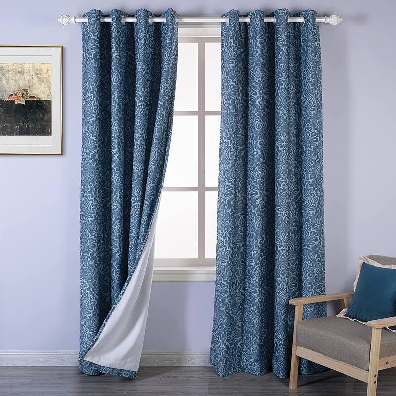 DriftAway Frances Linen Blend Damask Printed Blackout Curtain