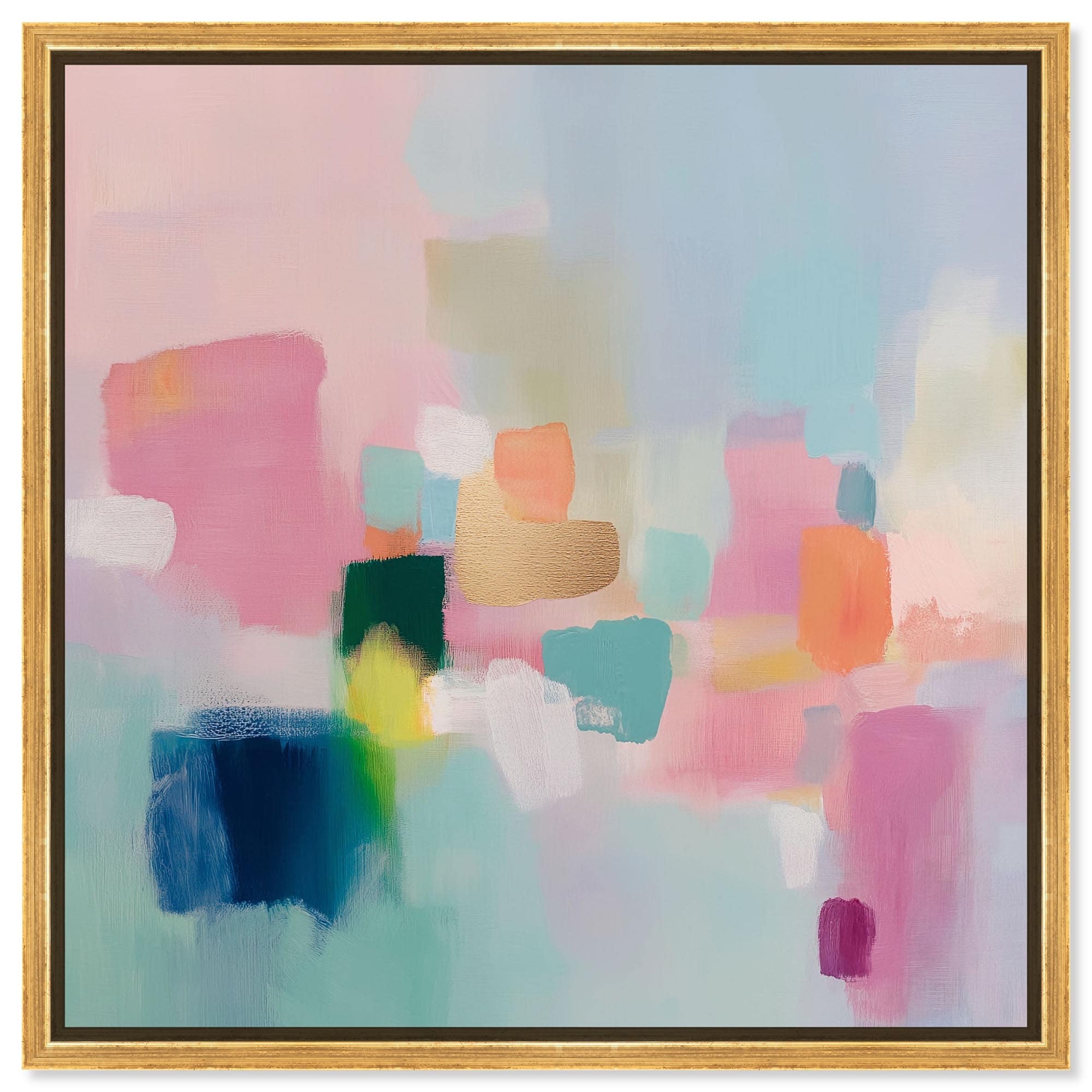 Pink and Teal Dream II Pastel Decor Framed Canvas Print by Art Remedy