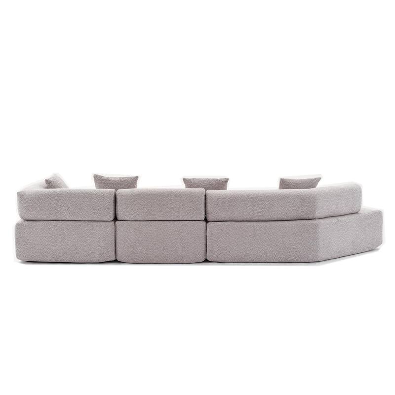 140" L-Shape Cloud Sectional Couch w/ Chaise, Modern Modular Sofa with Deep Seat, Upholstered Couches No Assembly Required