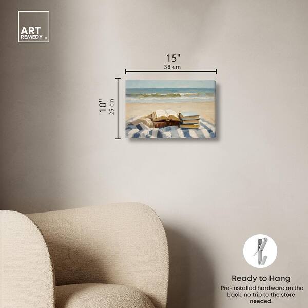 dimension image slide 1 of 6, Beach Reading Canvas by Art Remedy, Gallery Wrapped