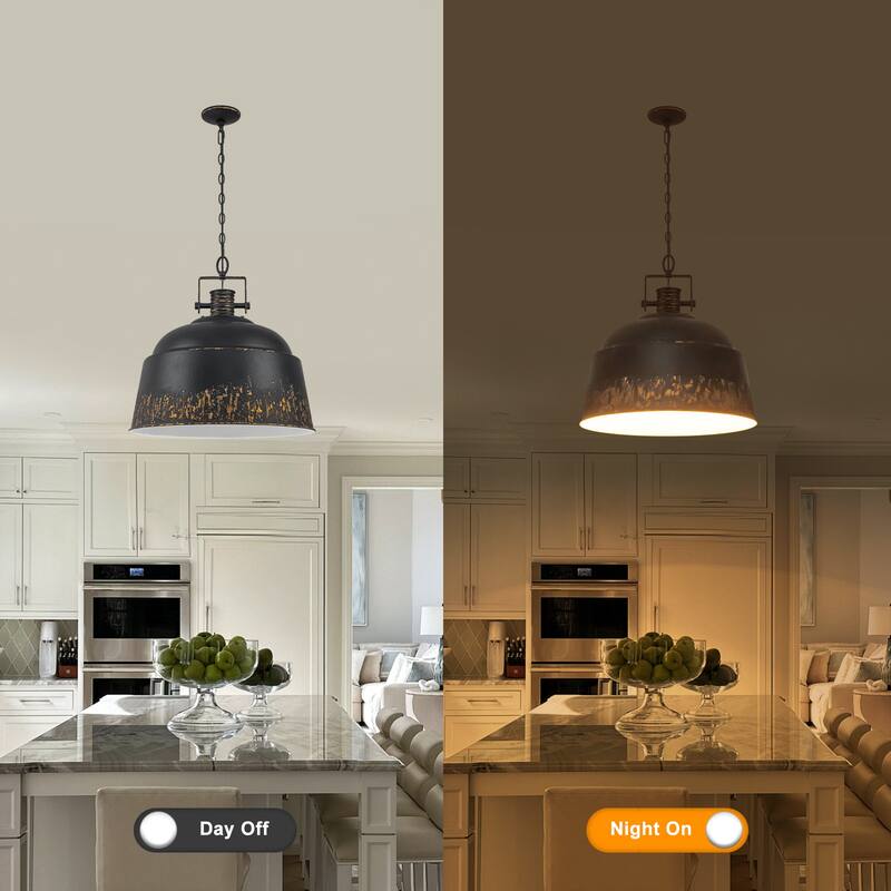 3-Light Industrial Pendant Light with Distressed Metal Dome Shade - 3-Lights