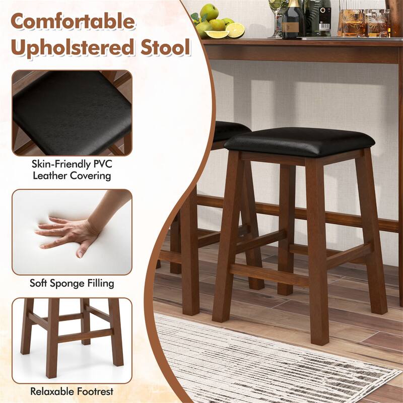 Gymax 4-Piece Bar Table Set w/ Power Outlet Counter-Height Table & 3