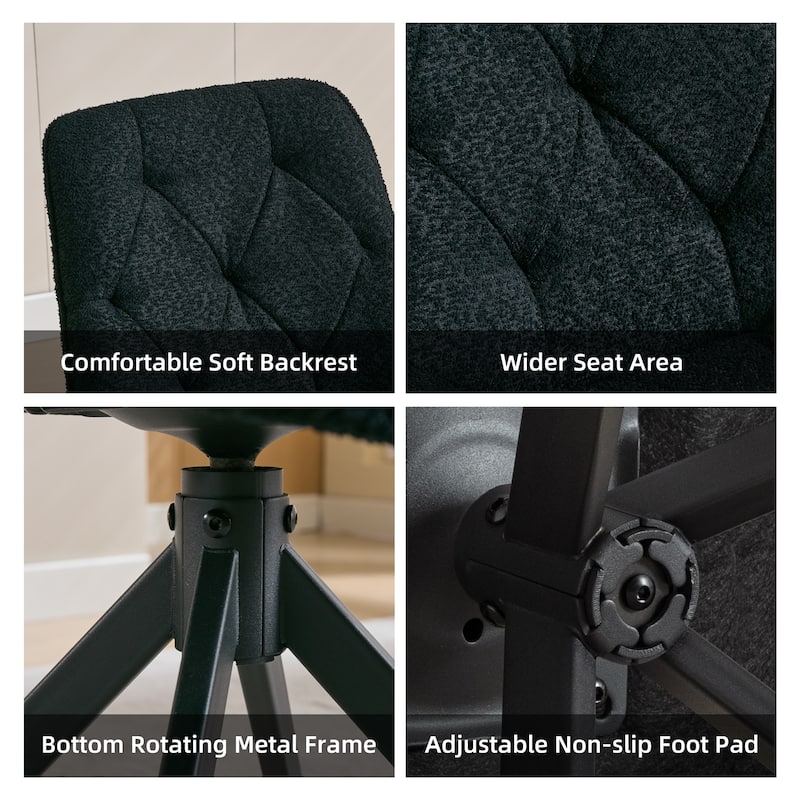 XINMICS Swivel Dining Chairs, Boucle Upholstered Accent Chairs Living Room Chairs Desk Office Arm Chair
