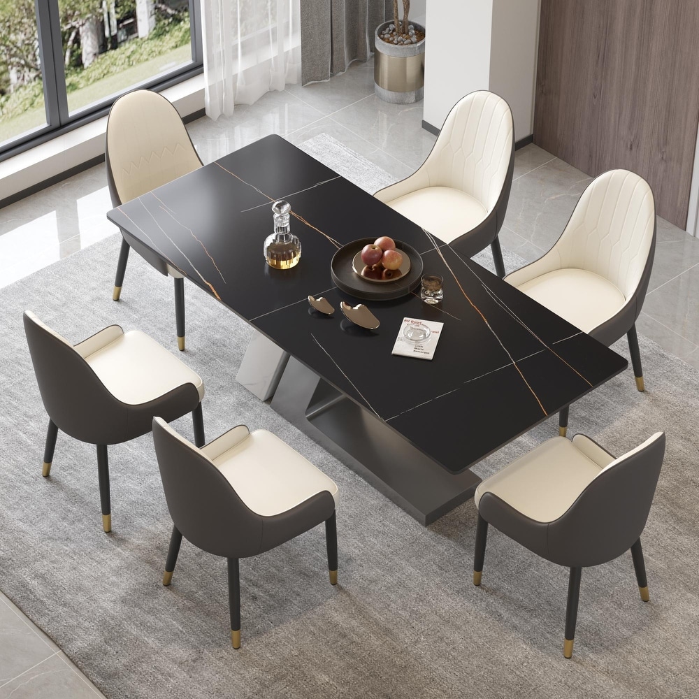 Madeleine Home Dining table Black and Natural Wood Contemporary/Modern  Dining Table, Wood with Metal Base at