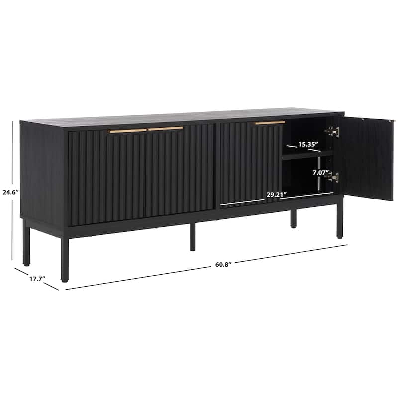 SAFAVIEH Lylia 4-Door Entertainment Media Stand (Fits up to 65" Flatscreen TV) - 60.8 in. x 17.7 in. x 24.6 in.