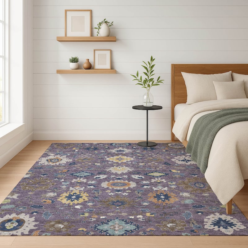 Machine Washable Indoor/ Outdoor Traditional Marci Chantille Rug