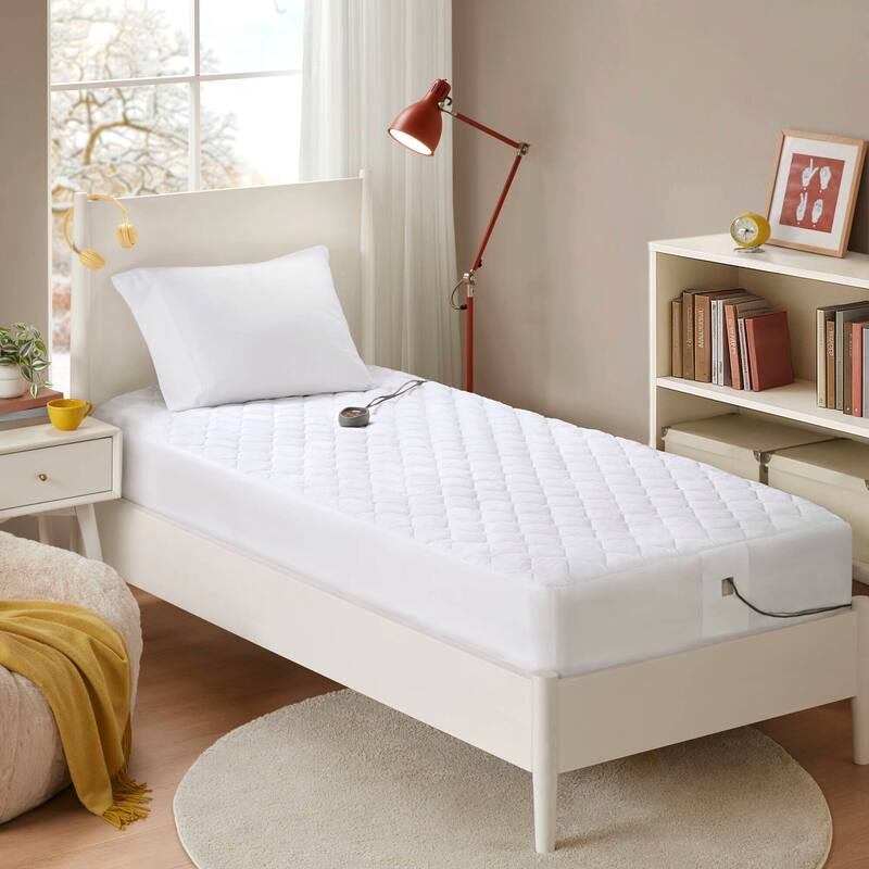 Beautyrest Cotton Deep Pocket Heated Mattress Pad-20 Heat Settings - White - Full