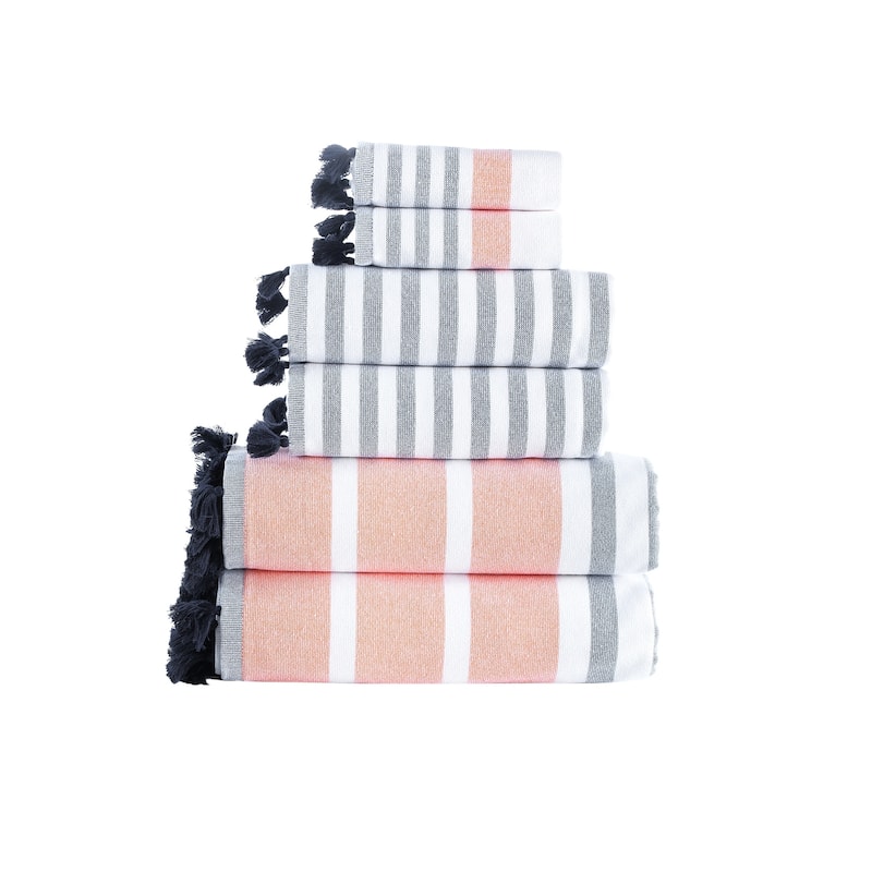 Brooks Brothers Turkish Pesthemal 6 pcs Towel Set - Orange