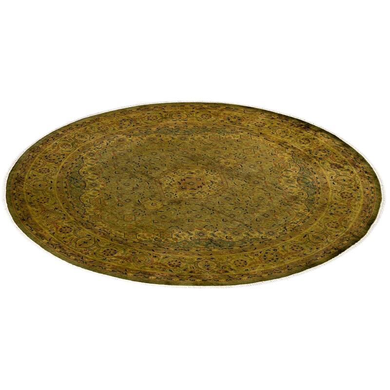 Overton Hand Knotted Wool Vintage Inspired Modern Contemporary Overdyed Gold Area Rug - 6' 2" x 6' 4"