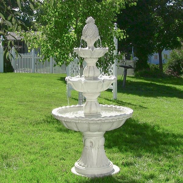 Shop Sunnydaze 3 Tier Welcome Outdoor Water Fountain Backyard Patio Feature 59 Overstock 11635492