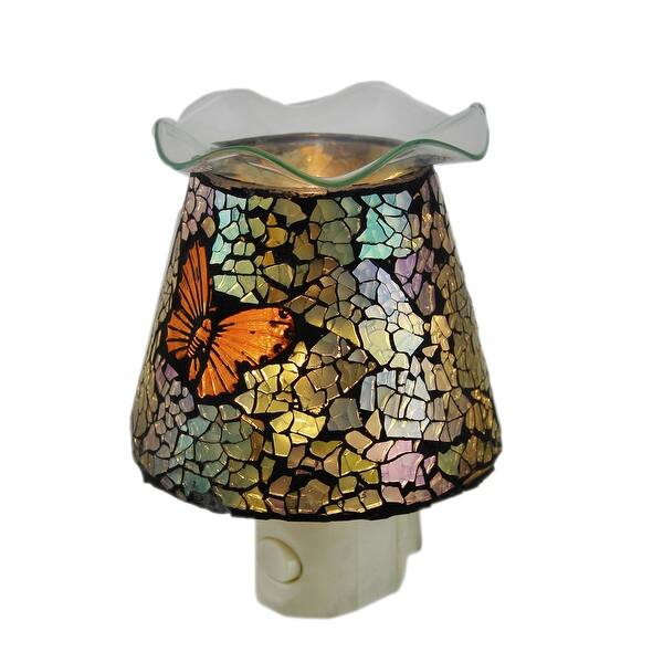 Shop Mosaic Crackled Glass Butterfly Plug In Night Light Oil
