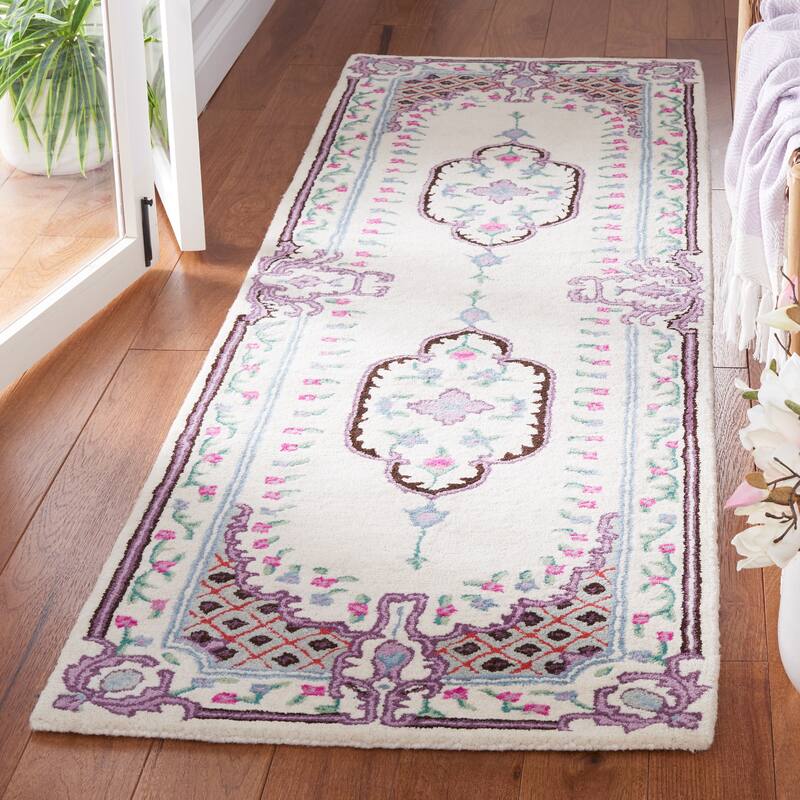 SAFAVIEH Handmade Bellagio Tatevik Oriental Medallion Wool Rug - 2'3" x 8' Runner - Ivory