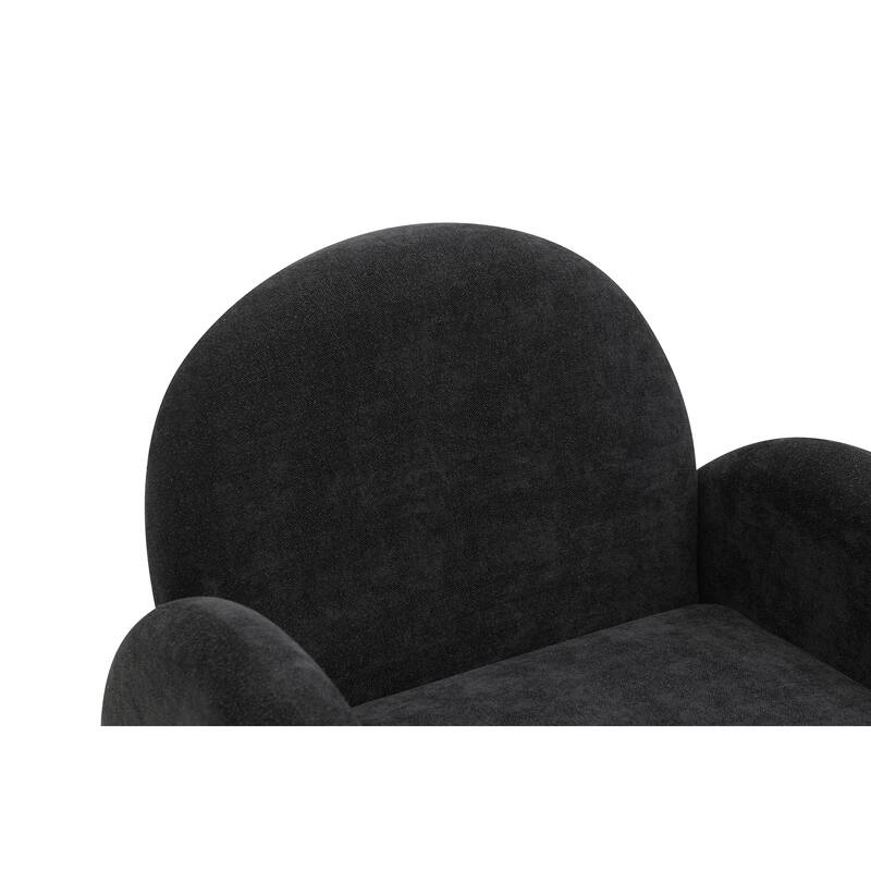 Modern Boucle Accent Armchair - Comfortable Upholstered Lounge Chair with Curved Armrests, Stylish Minimalist Chair