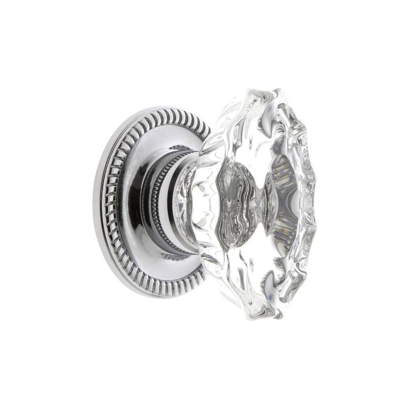 Grandeur BIAR-CRYS-KNOB-NEWP Biarritz 1-3/4" Crystal Fluted Vintage - Bright Chrome