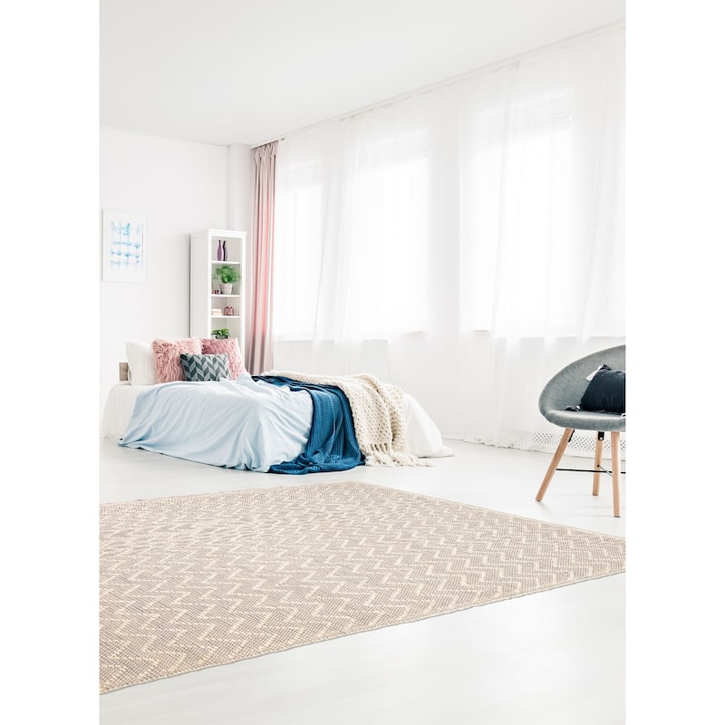 ECARPETGALLERY Braid weave Sienna Cream Wool Rug - 5'2 x 7'11