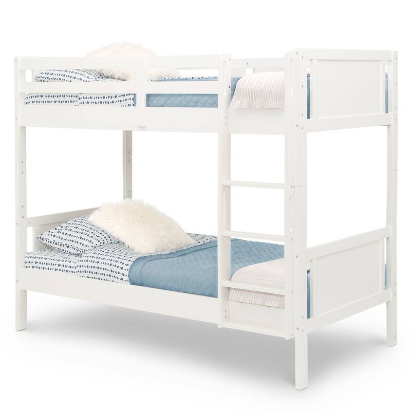 Convertible Twin Over Twin Wood Bunk Bed With Ladder And Guardrails